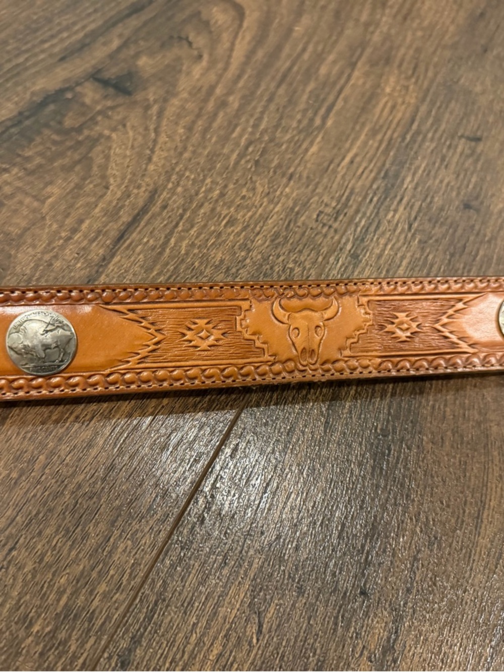 Silver creek Western Embossed Bull Skull buckle Leather Belt size 34.rodeo,ranch - Picture 4 of 6